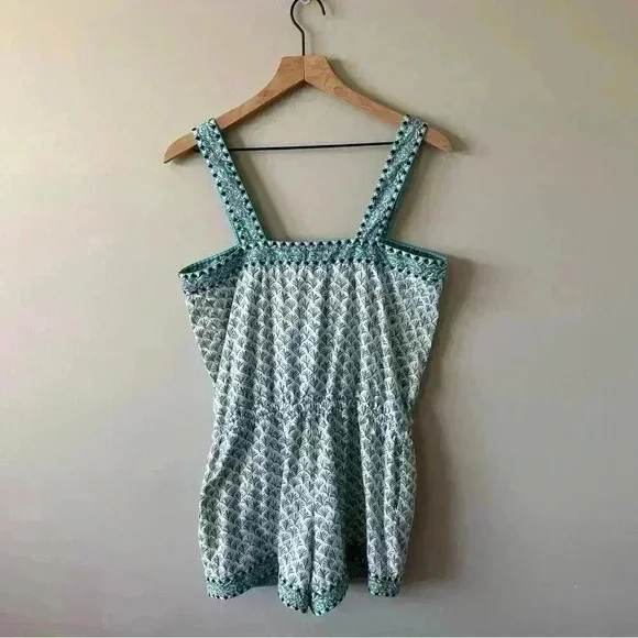 Vineyard Vines Blue White Embroidered Tiny Leaves Romper Women's Size S - Picture 2 of 5